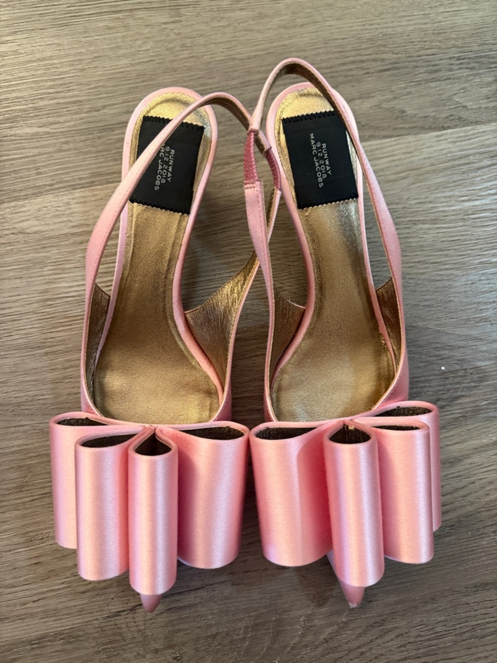 Marc Jacobs Pink Satin Bow-Front Slingback Pumps